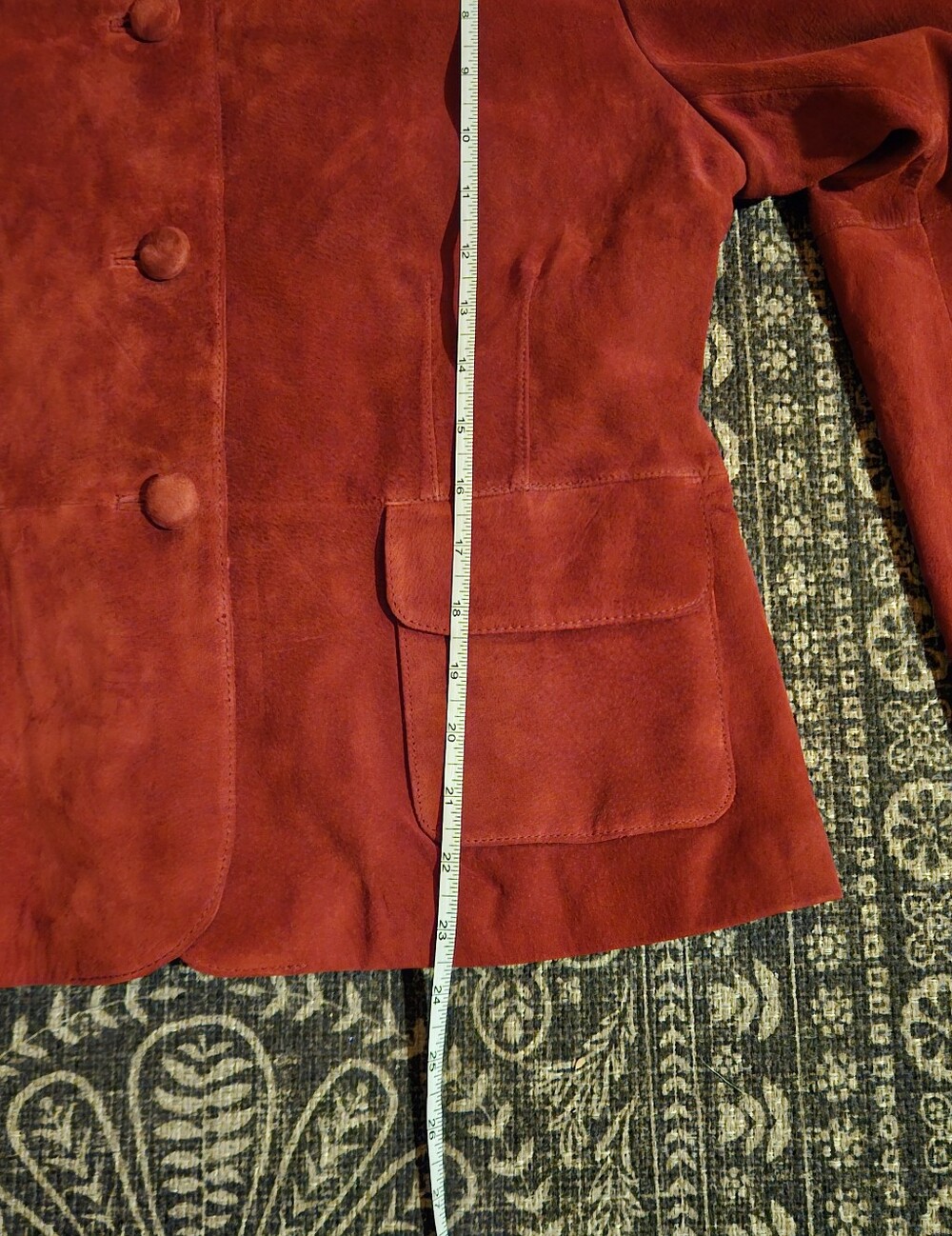 Red Suede Button-Front Jacket - Picture 10 of 10